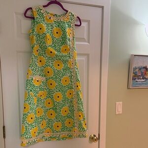 Vintage 1960s/1970s Lilly Pulitzer Green and White Leaf Print Dress.